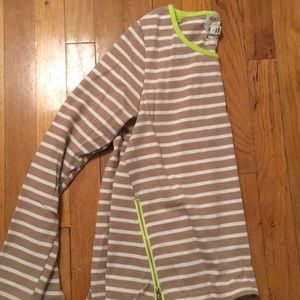 Camel/white striped top